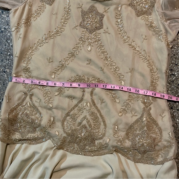 Adrianna Papell Cream Embellished Maxi Dress Size 18 Long Sleeve - Picture 15 of 16